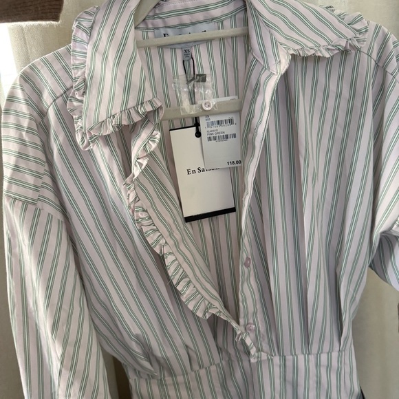 En Saison Striped Ruffle-Collar Mini Dress – XS - Picture 7 of 9